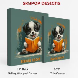 Puppy Reading Book Art
