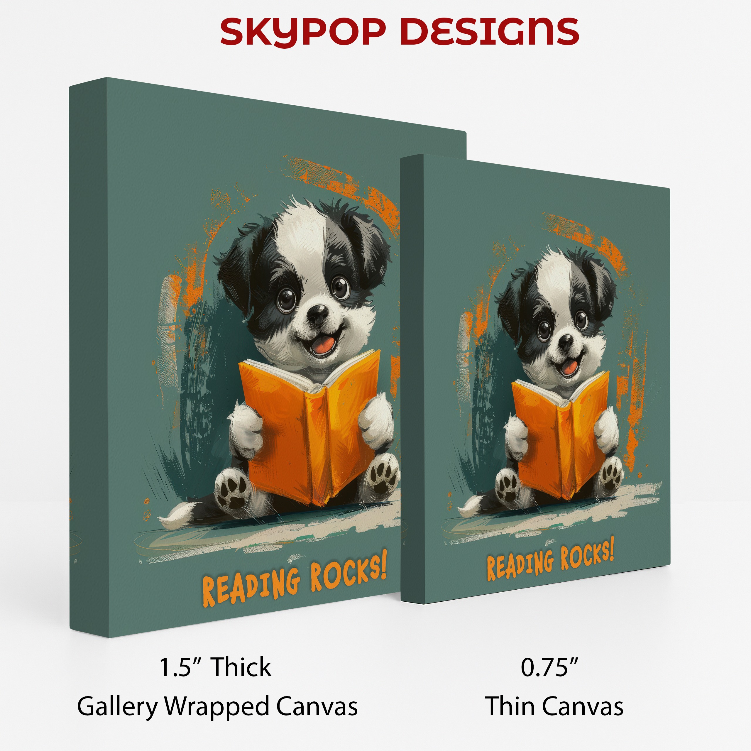 2.jpg Puppy Reading Book Art