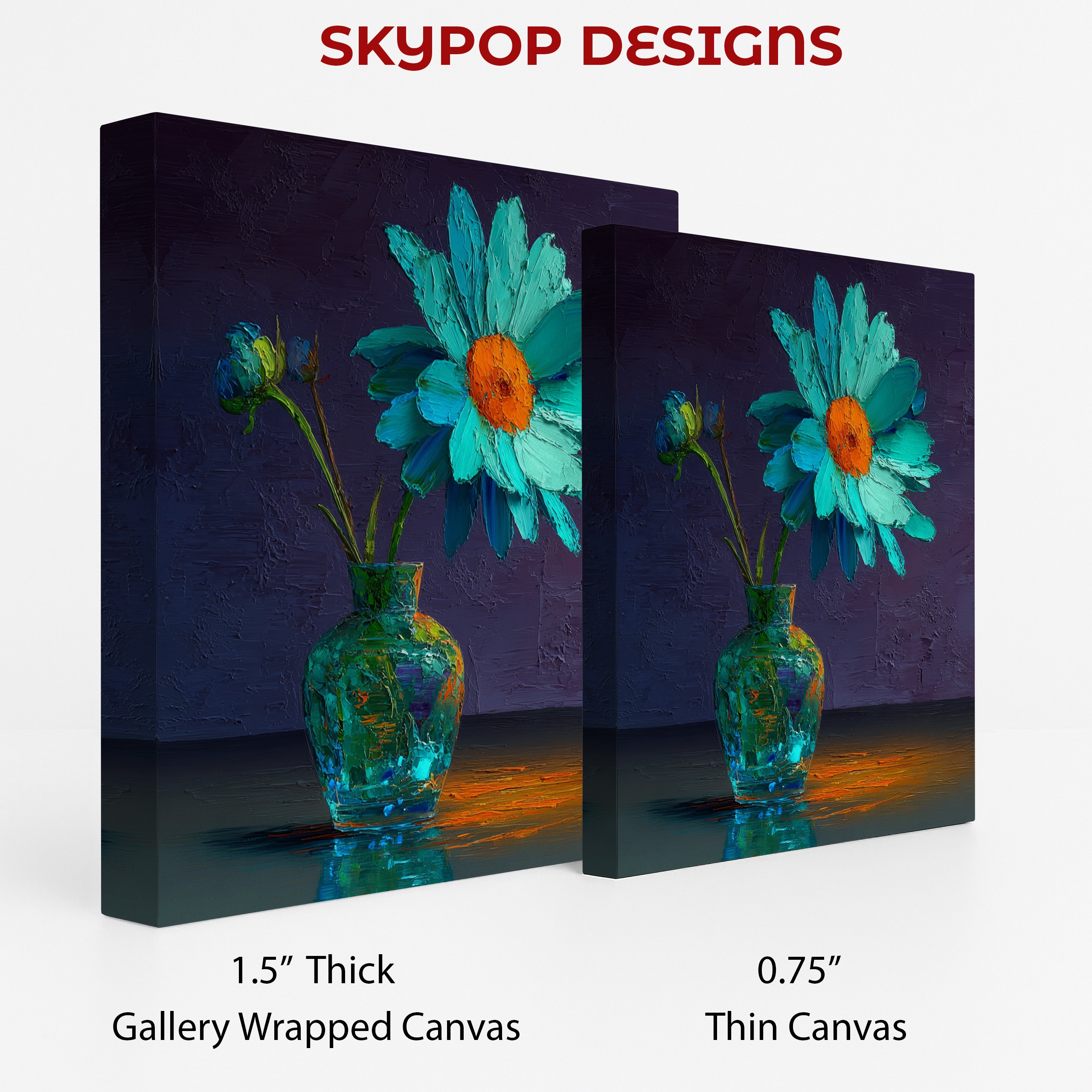 2.jpg Teal Daisy Floral Art