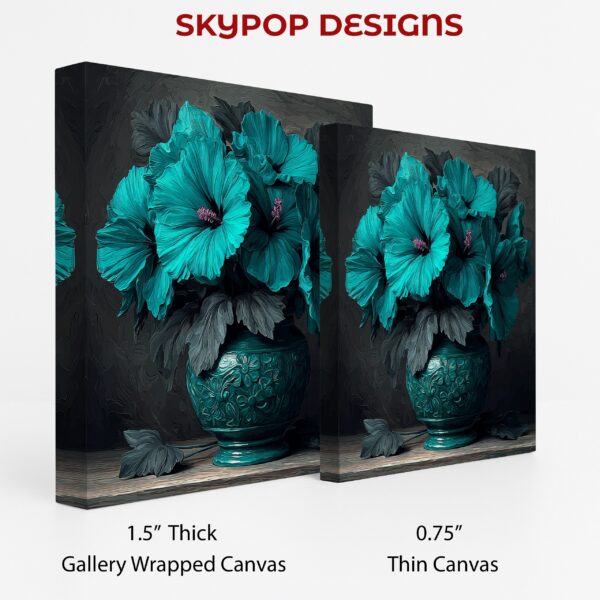 Teal Hibiscus Vase Art
