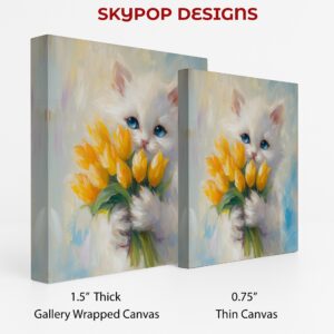 Kitten Yellow Tulips Art