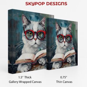 Sophisticated Cat Reading Art