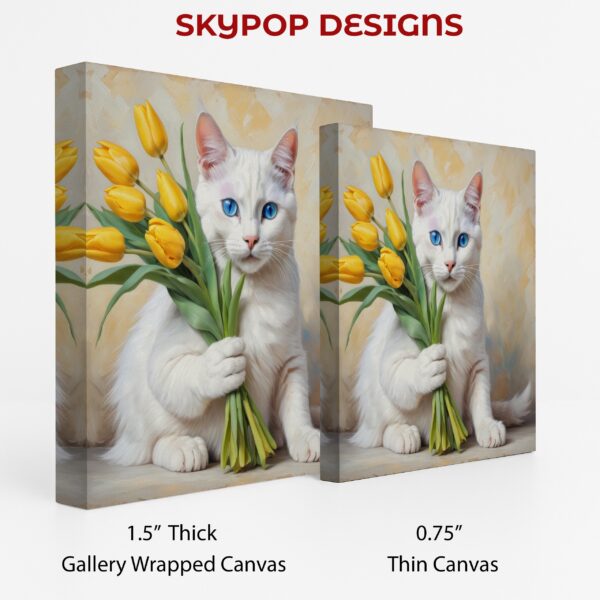 White Cat With Yellow Tulips Art