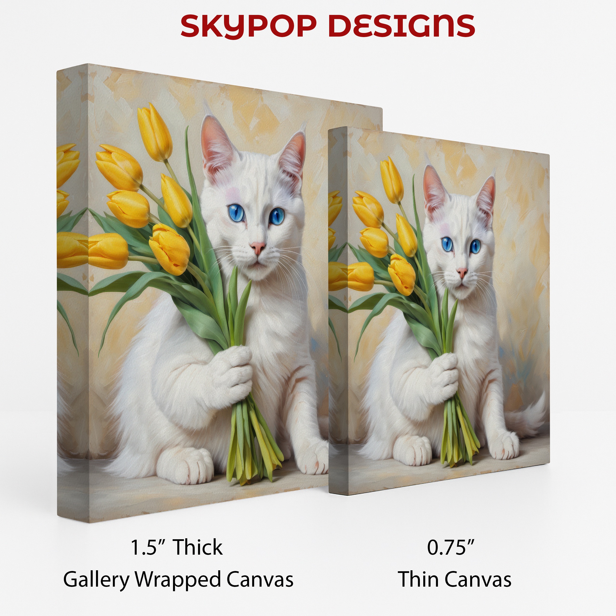 2.jpg White Cat With Yellow Tulips Art