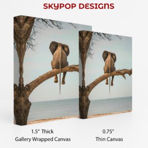 Elephant Tree Beach Scene Art