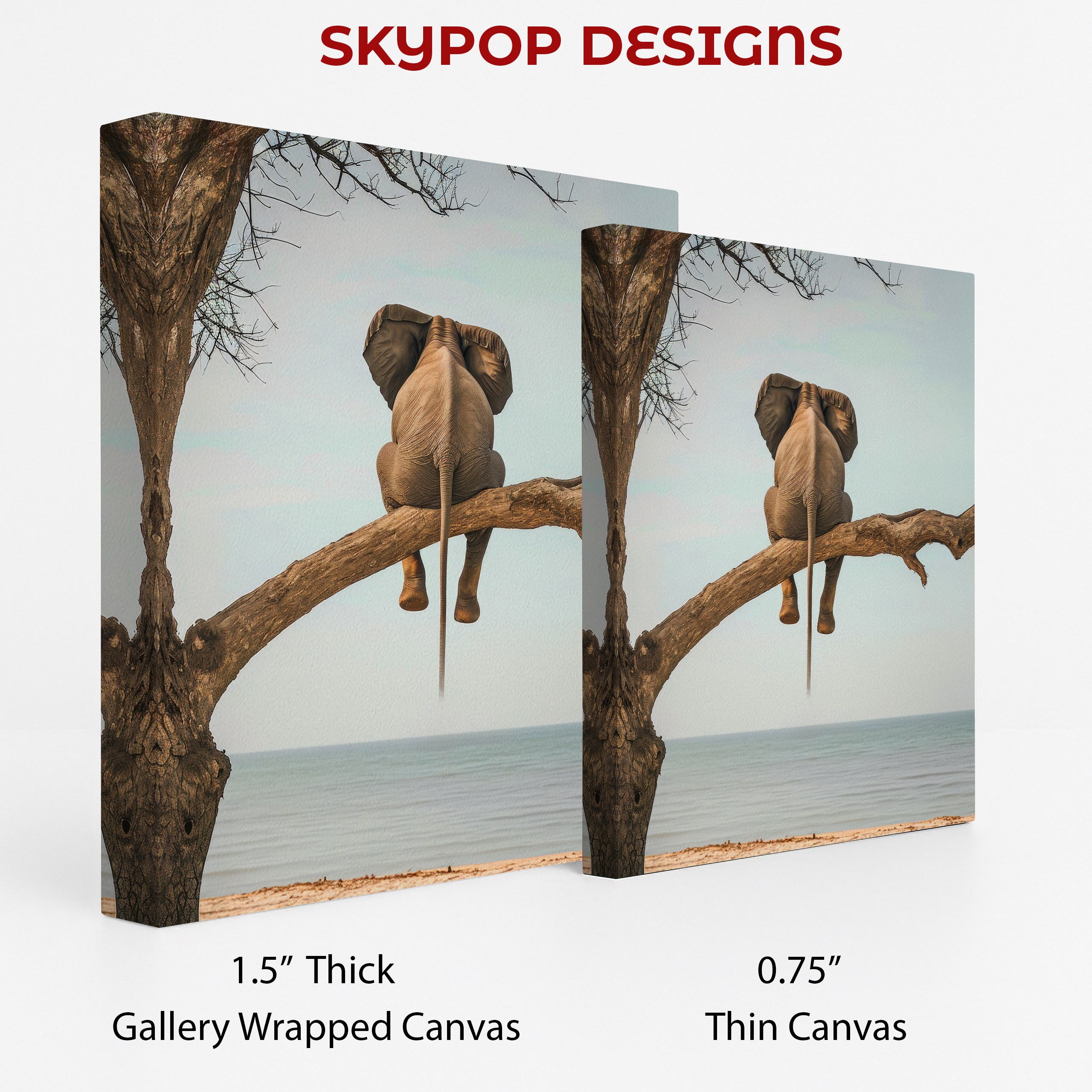 2.jpg Elephant Tree Beach Scene Art