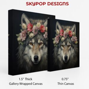 Wolf with Flower Crown Art