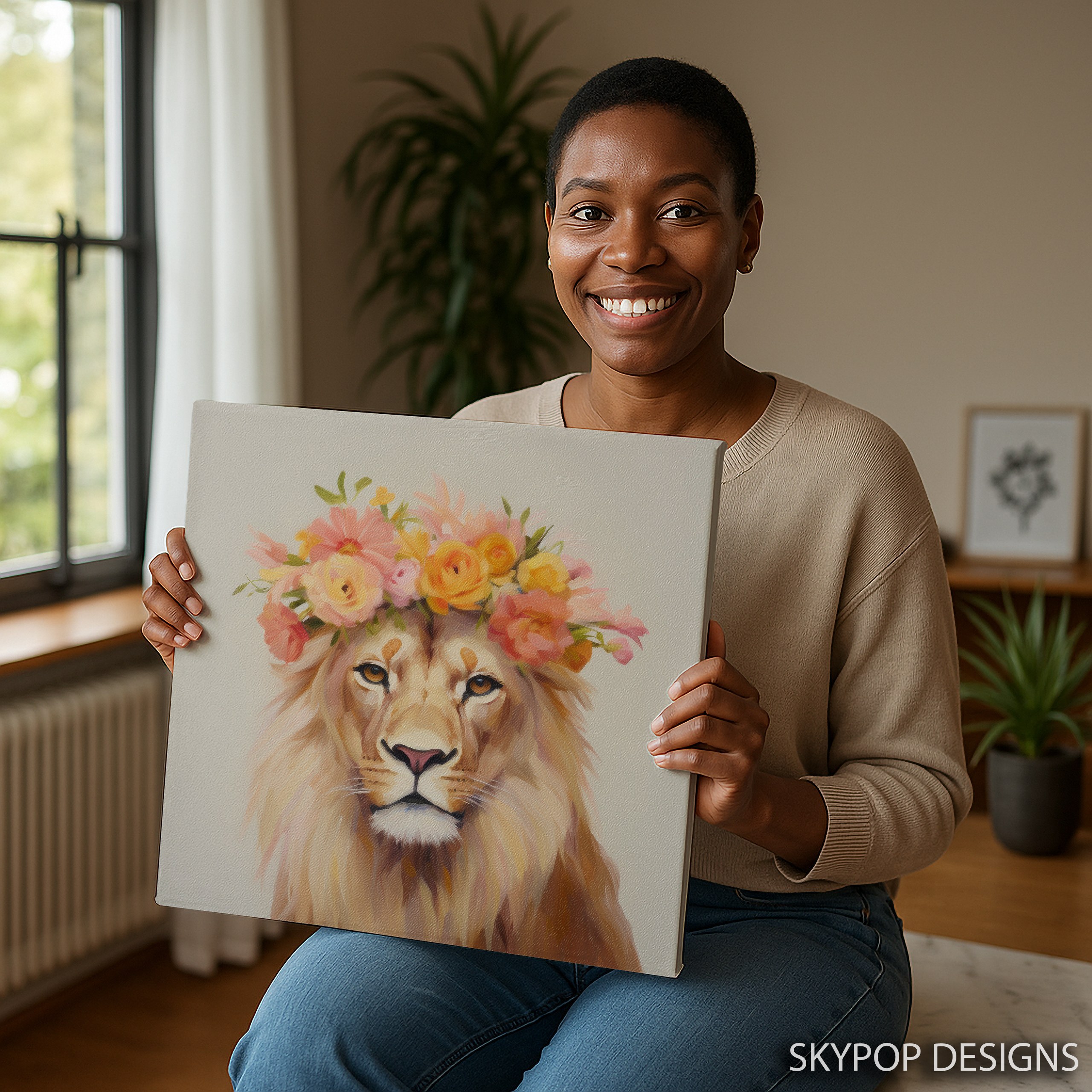 3.jpg Lion Floral Crown Art