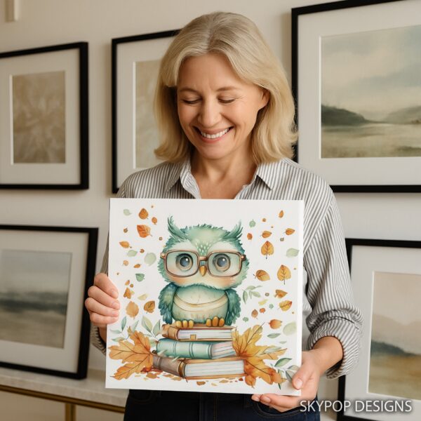 Owl Reading Books Art