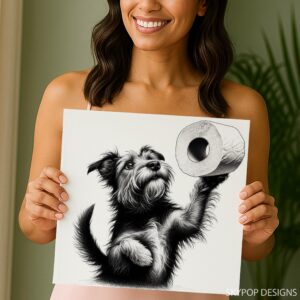 Miniature Schnauzer Toilet Paper Art