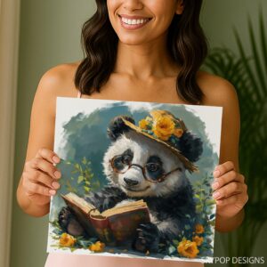 Panda Reading Book Art
