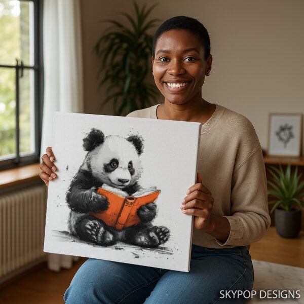 Panda Reading Book Art