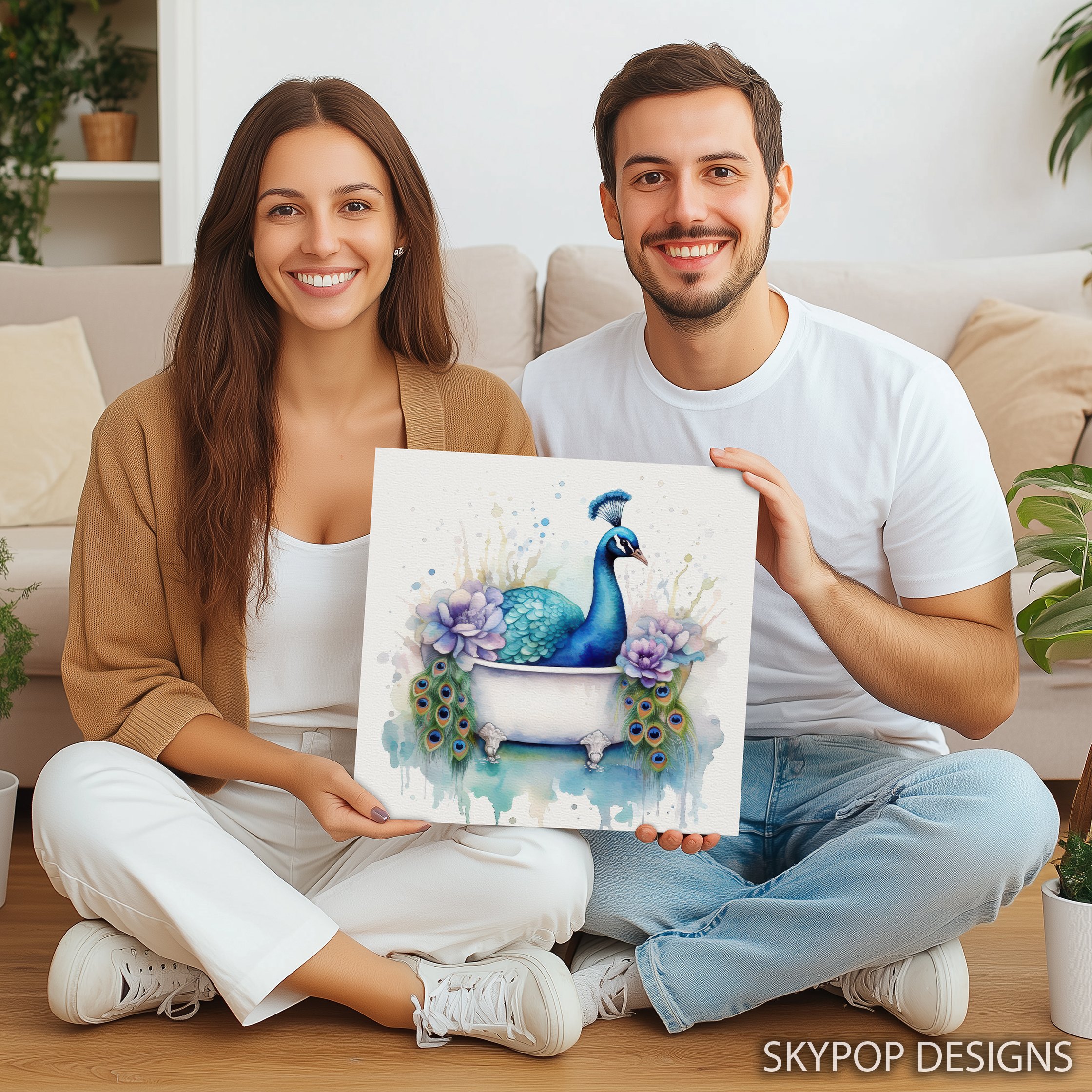 3.jpg Peacock Bath Art