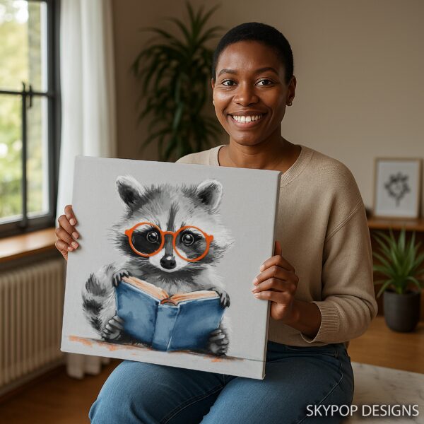 Raccoon Reading Art