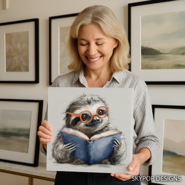 Sloth Bookworm Art