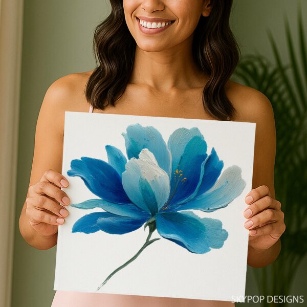 Blue Peony Bloom Art