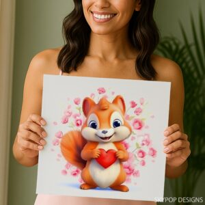 Squirrel Holding Heart Art
