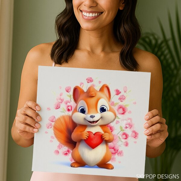 Squirrel Holding Heart Art