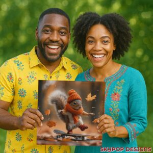 Squirrel Skateboarding Art