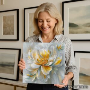 Golden Peony Bloom Art