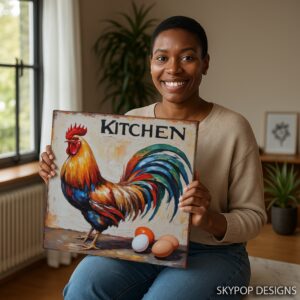 Rooster and Eggs Art