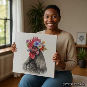 Rooster Flower Crown Art