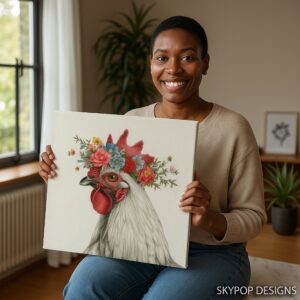 Rooster Floral Crown Art