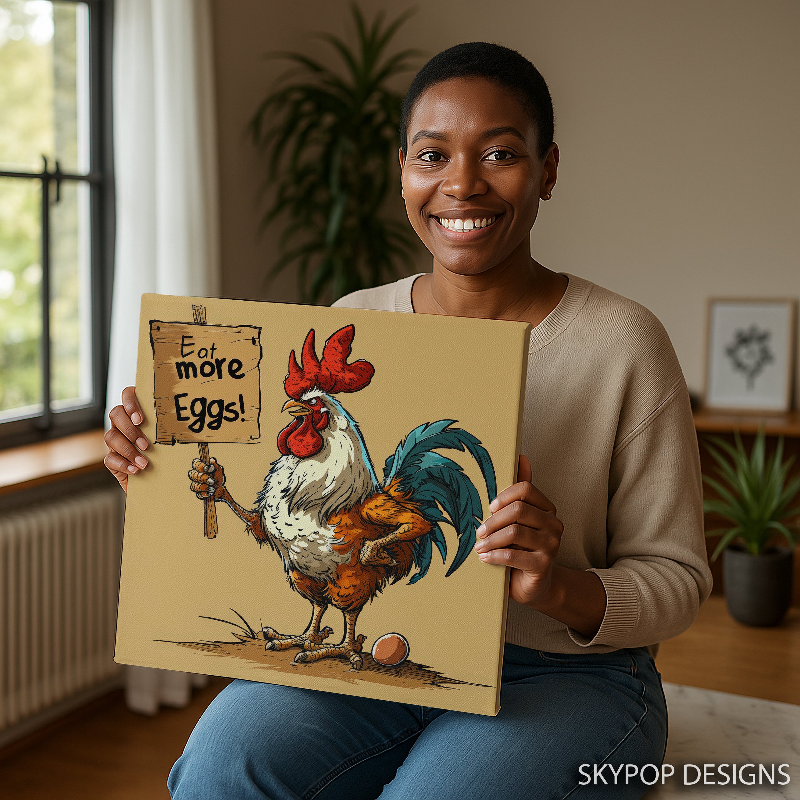 3.jpg Rooster Says Eat More Eggs Art
