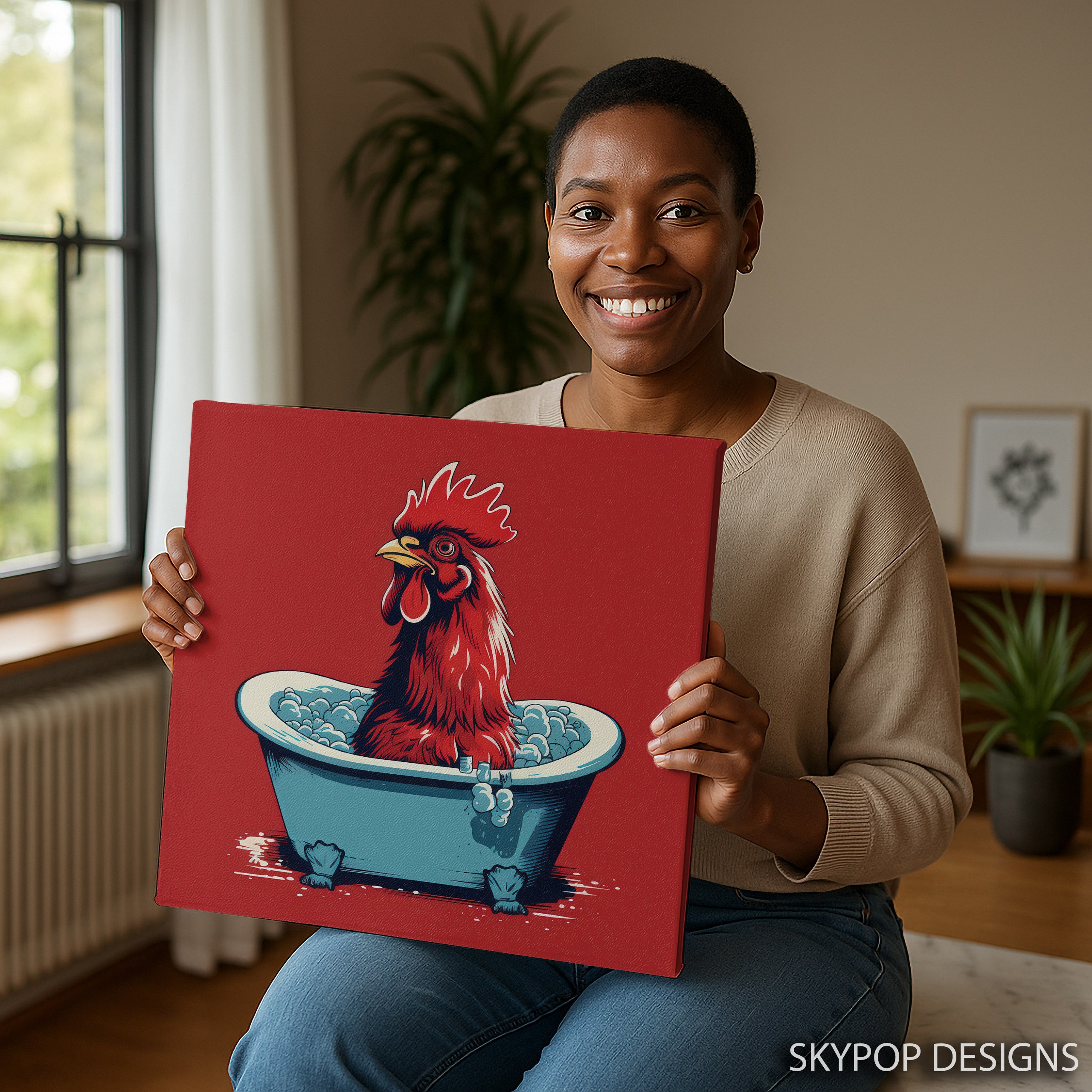 3.jpg Rooster Bath Time Art