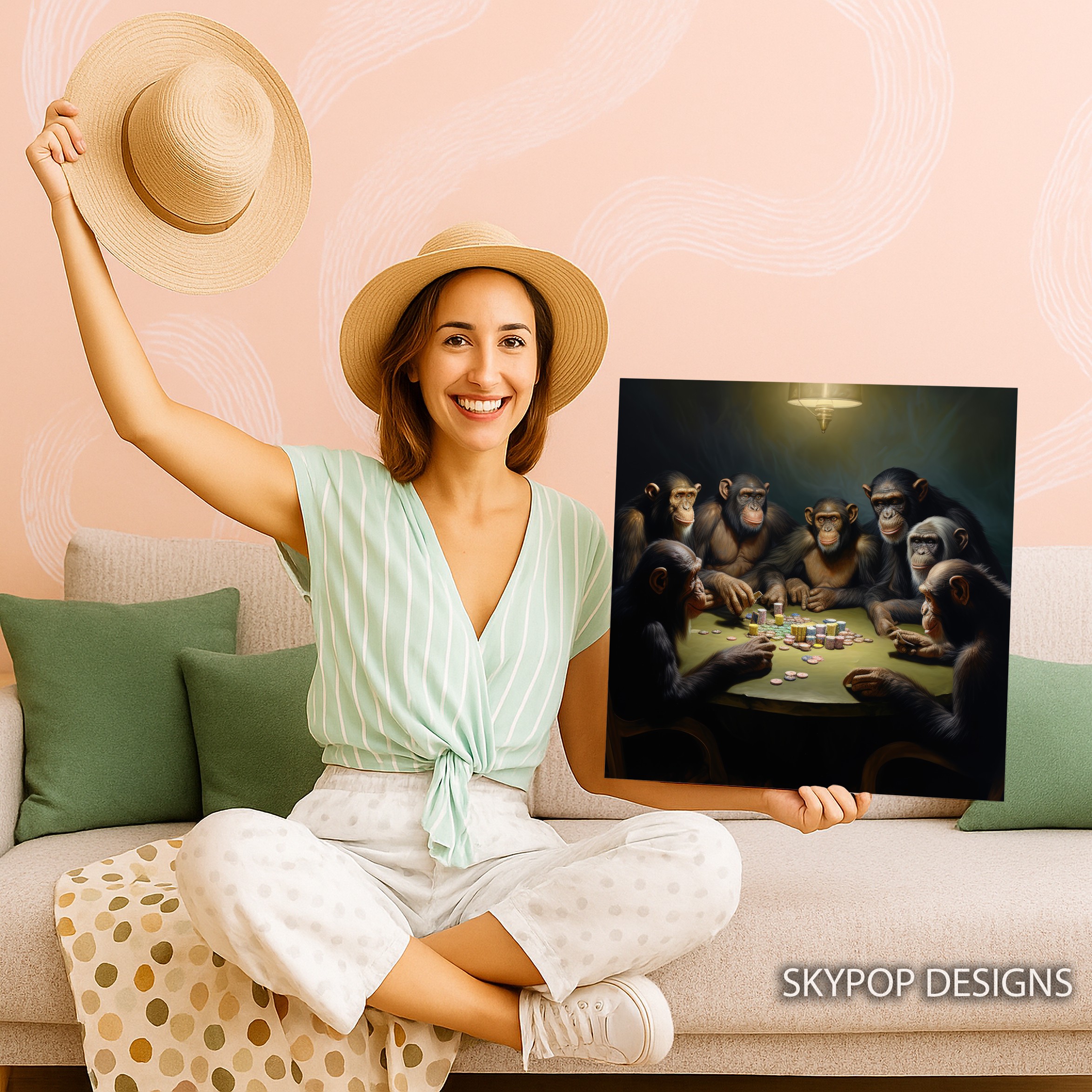 3.jpg Chimpanzee Poker Night Art