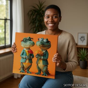 Crocodile with Roses Art