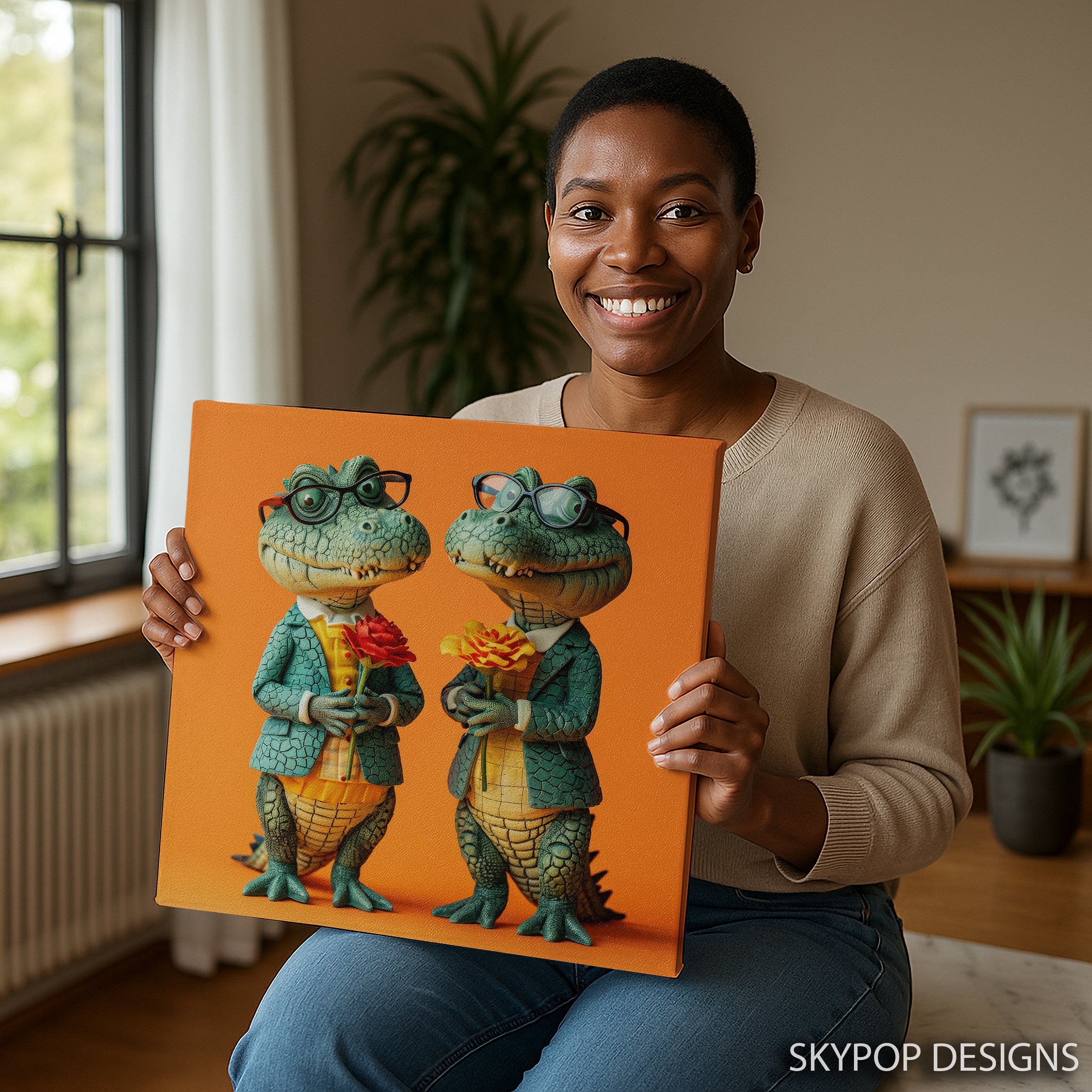3.jpg Crocodile with Roses Art