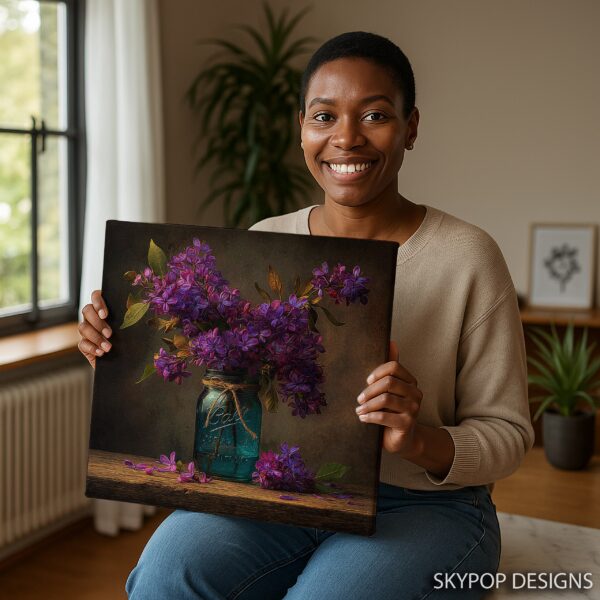 Lilac Blooms Mason Jar Art