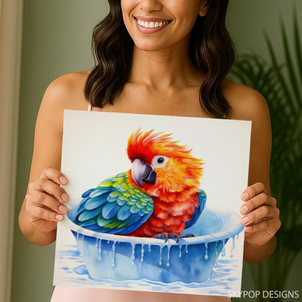 Parrot Bath Time Art