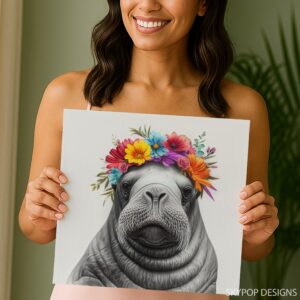 Walrus Floral Crown Art