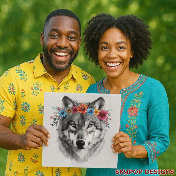 Wolf Floral Crown Art
