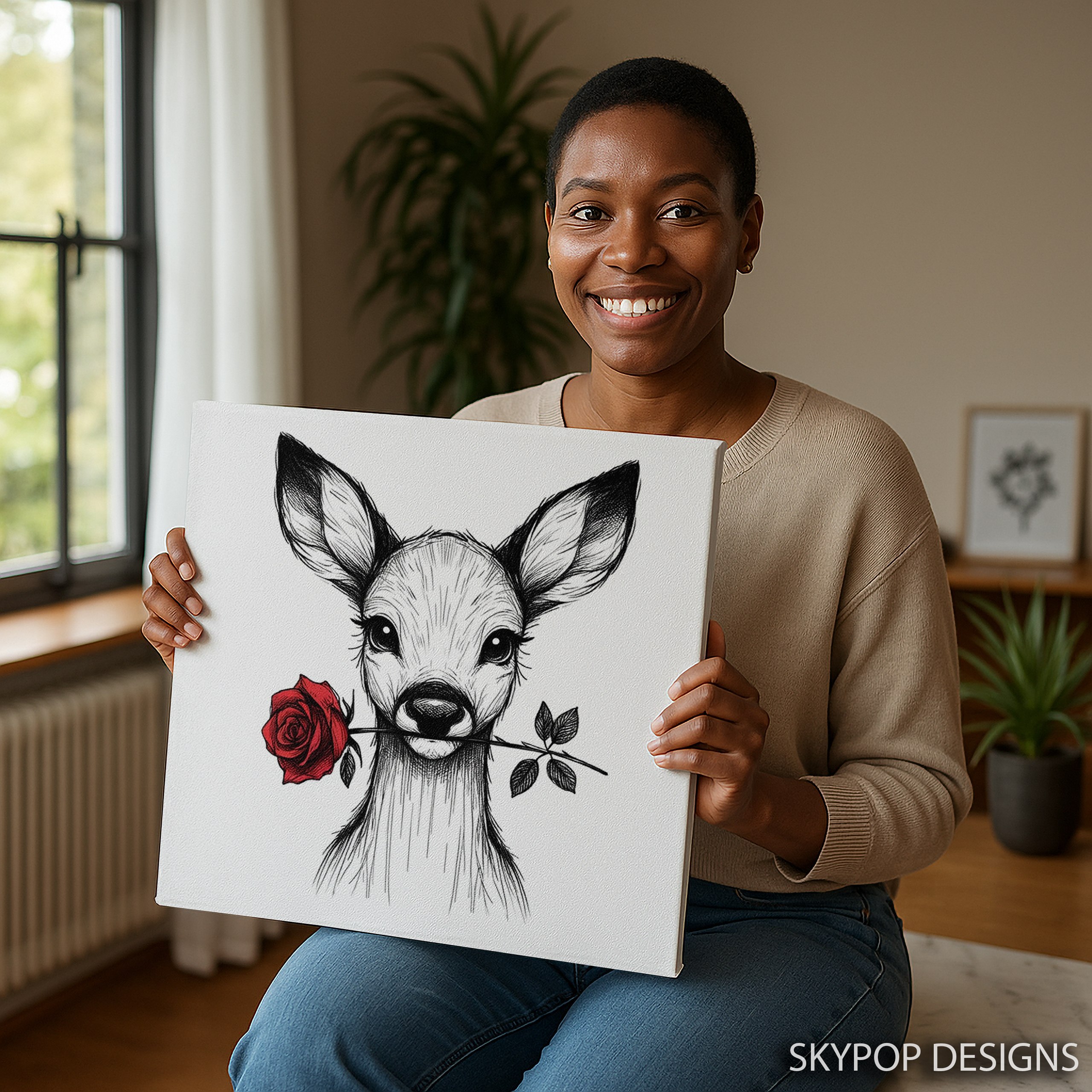 3.jpg Deer Rose Art