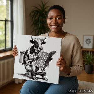 Cow Reading Newspaper Art