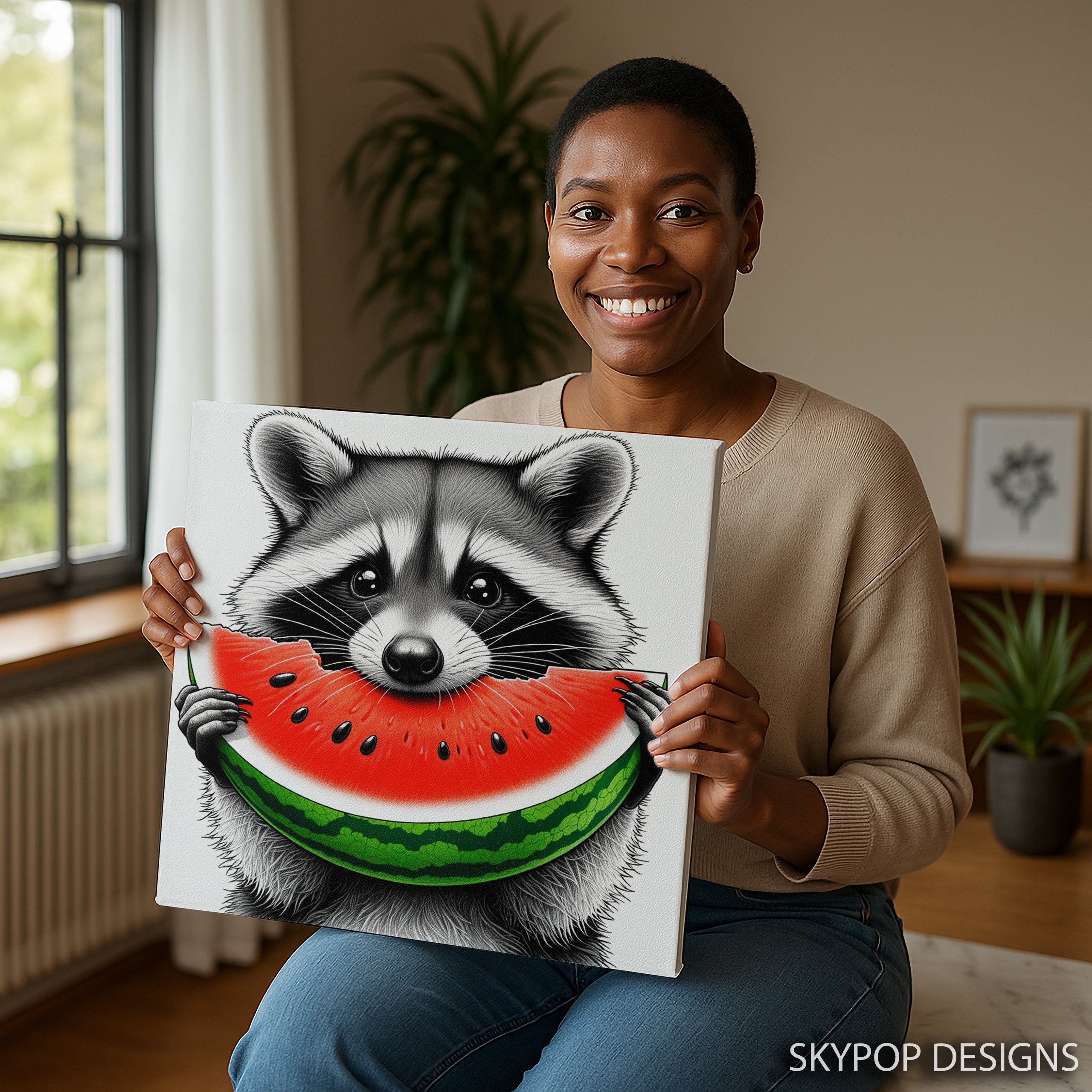 3.jpg Raccoon Watermelon Art