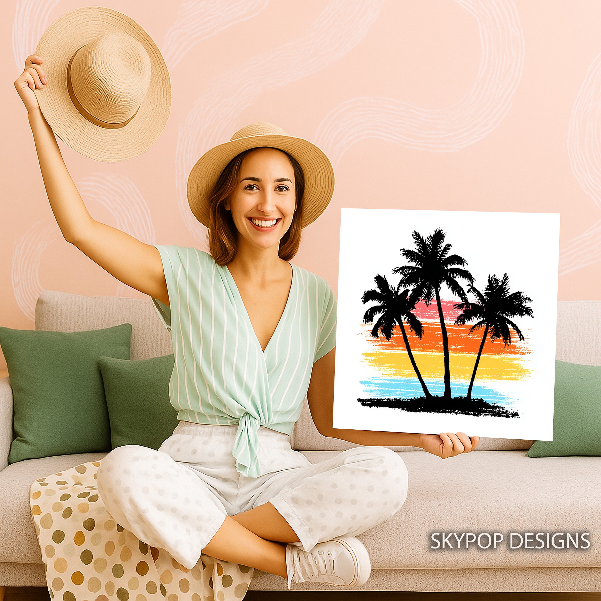 3.jpg Tropical Sunset Palm Trees Art