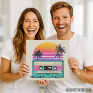 Retro Sunset Cassette Art