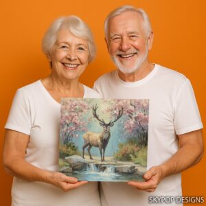 Deer Cherry Blossom Art