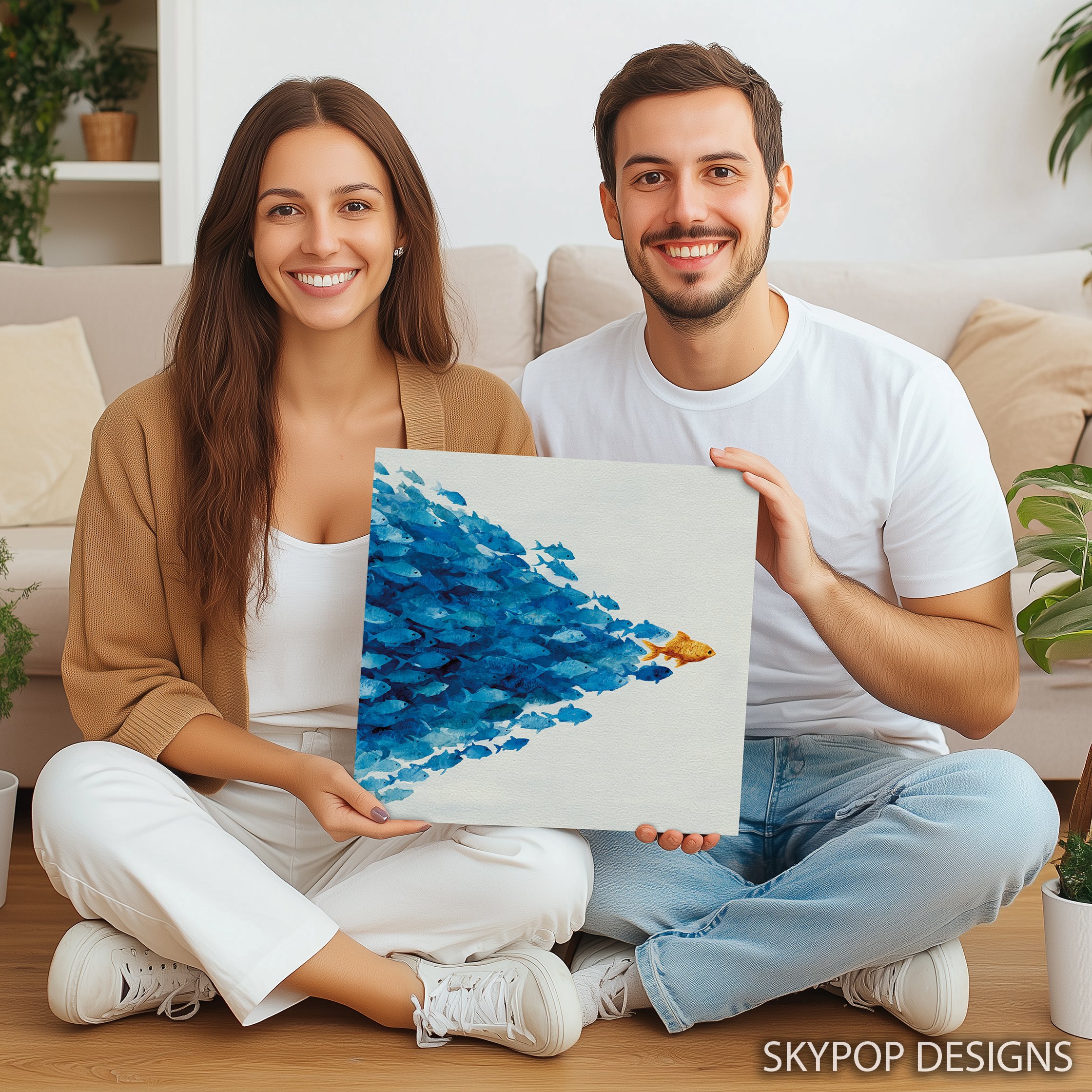 3.jpg Blue Fish School Art
