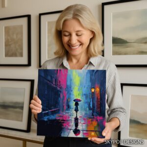 Rainy Evening Cityscape Art