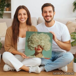 White Peony Bloom Portrait Art