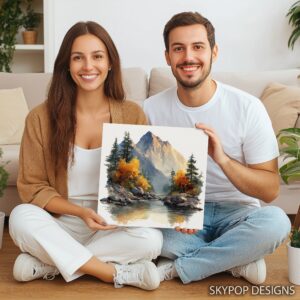 Mountain River Reflection Art