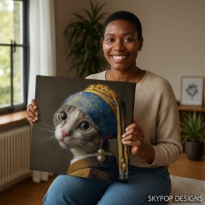 Cat with Pearl Earring Art