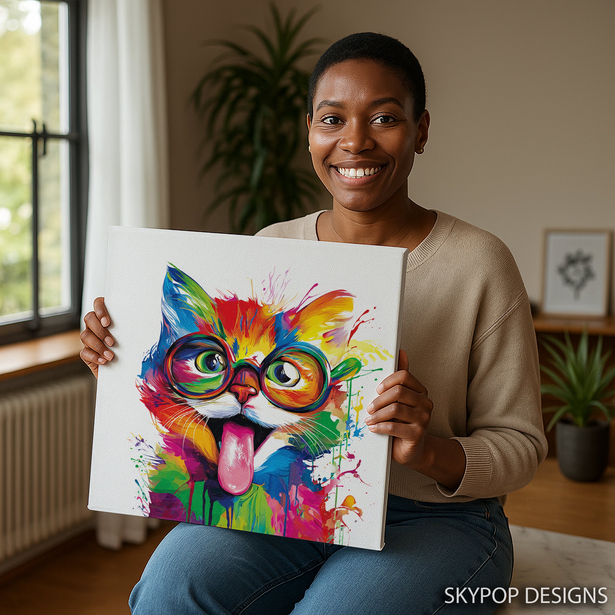 3.jpg Colorful Cat Art