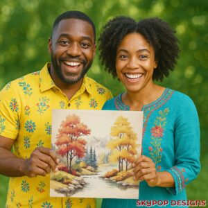 Autumn Stream Landscape Art
