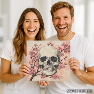 Cherry Blossom Skull Art